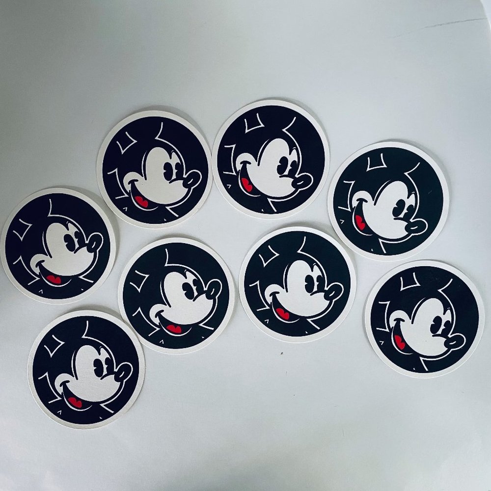 Vintage Set of 8 Mickey Mouse Thick Paper Coasters